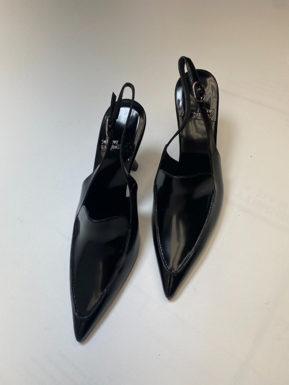 Jeffrey Campbell Womens Acclaimed Black Patent Leather Loafer Pumps Heels Sz 8.5 - Picture 7 of 8